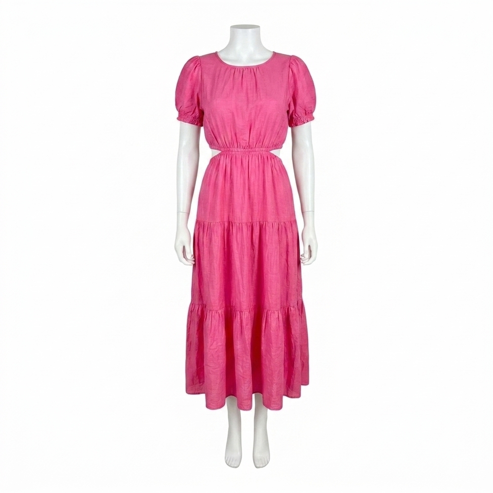 NEW BLU PEPPER asymmetrical waist cut-out midi dress in pink